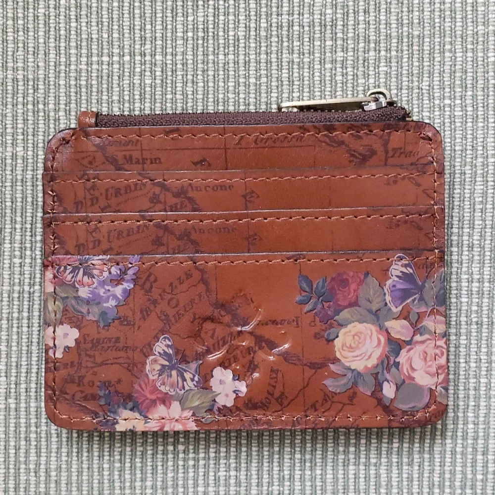EUC Patricia Nash Cassis RFID  Leather ID card wallet English Garden Floral Map - Picture 8 of 8